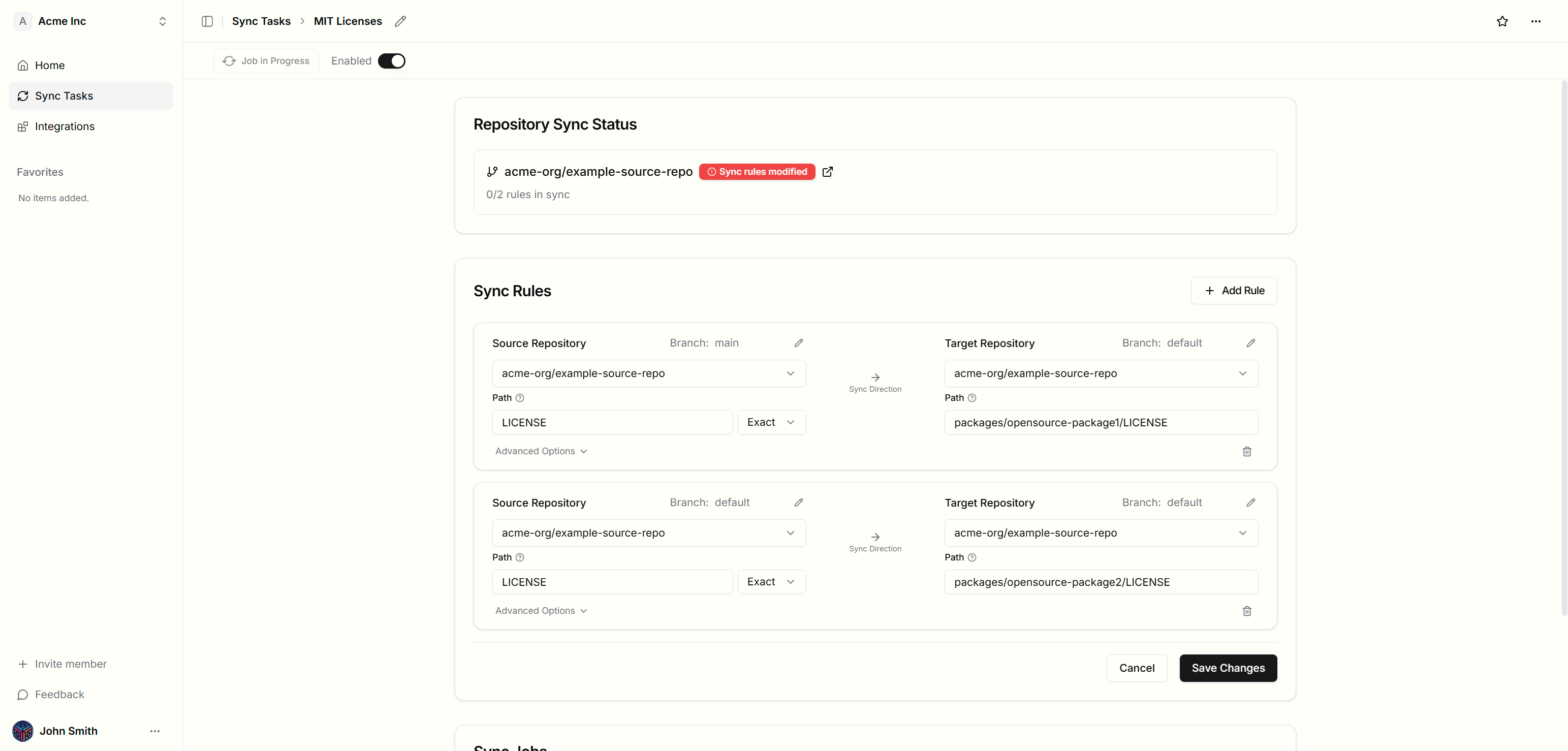 Single Repository Sync