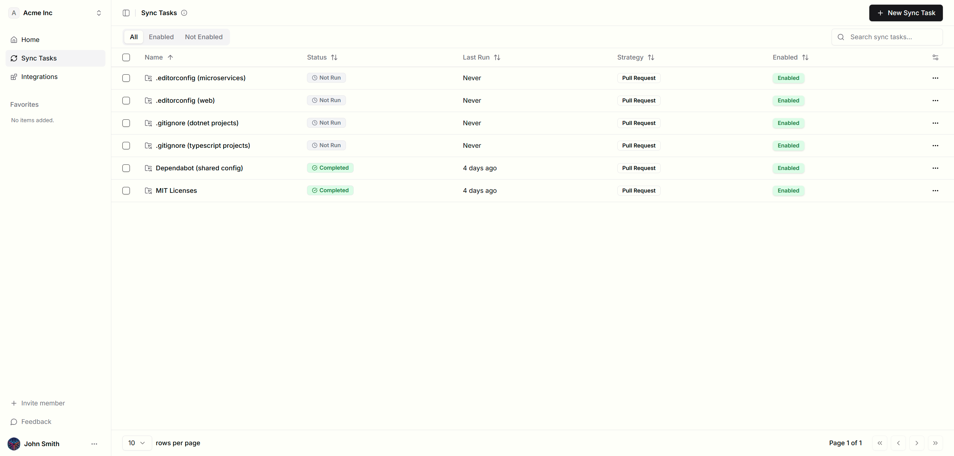 Manage Sync Tasks